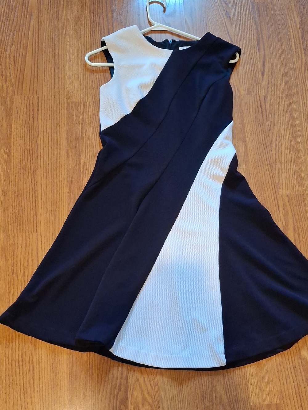 Studio One Navy And White Asymmetrical Fit-and-Flare Dress